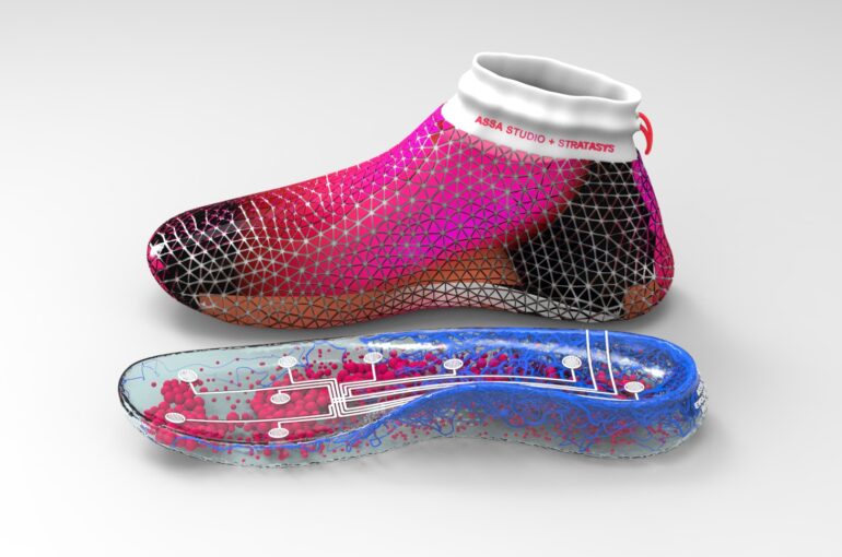 The ‘Sepida’ shoe is 3D printed on fabric with a ‘slide in’ evolutionary personalised midsole – Assa Ashuach